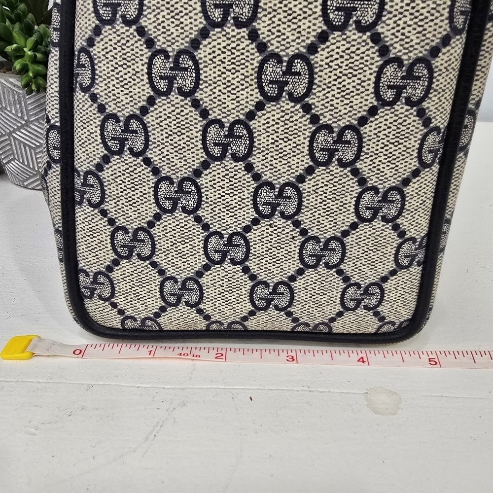 GUCCI - Vintage GG Sherry Line Boston Bag in Rare Navy Blue, PVC & Leather - Picture 16 of 16